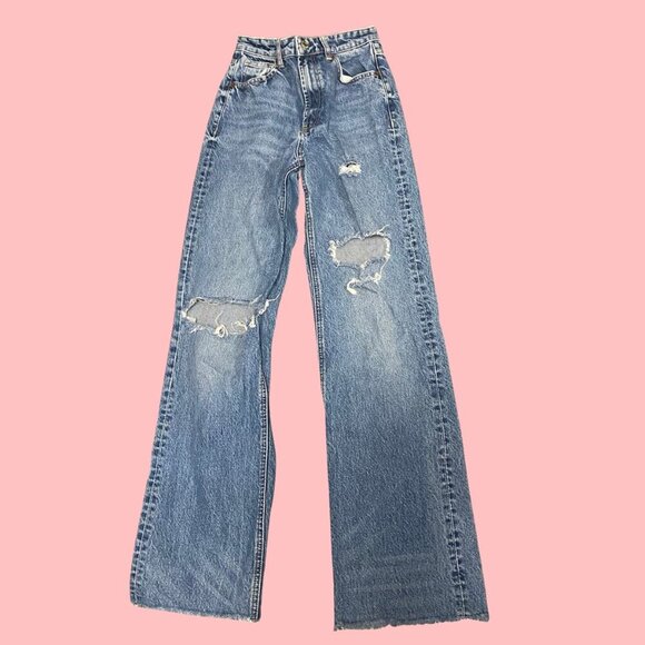 ZARA High-Waisted Wide-Leg Distressed Jeans – Size 2 (USA) / 34 (EUR) - Picture 3 of 8